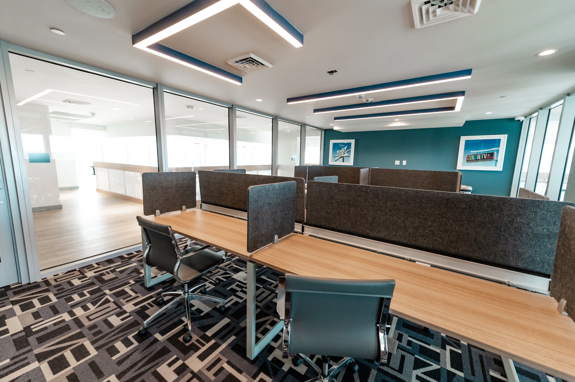 coworking space shared desks privacy screens