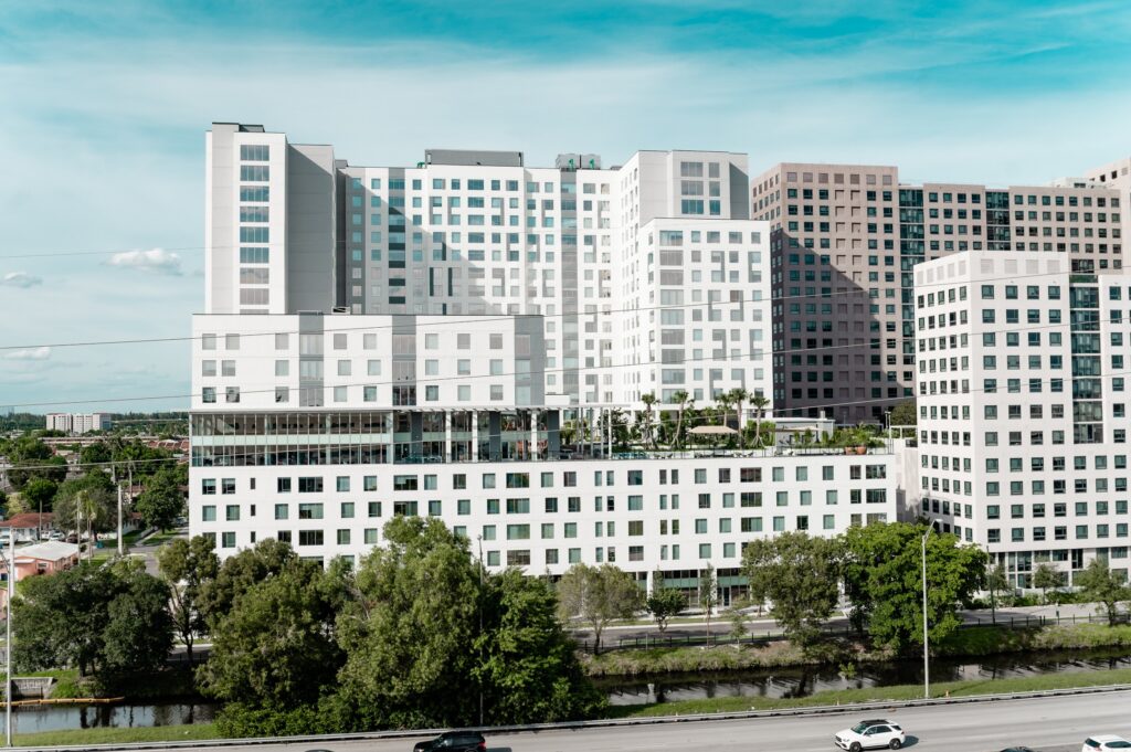 modern high rise apartment building exterior